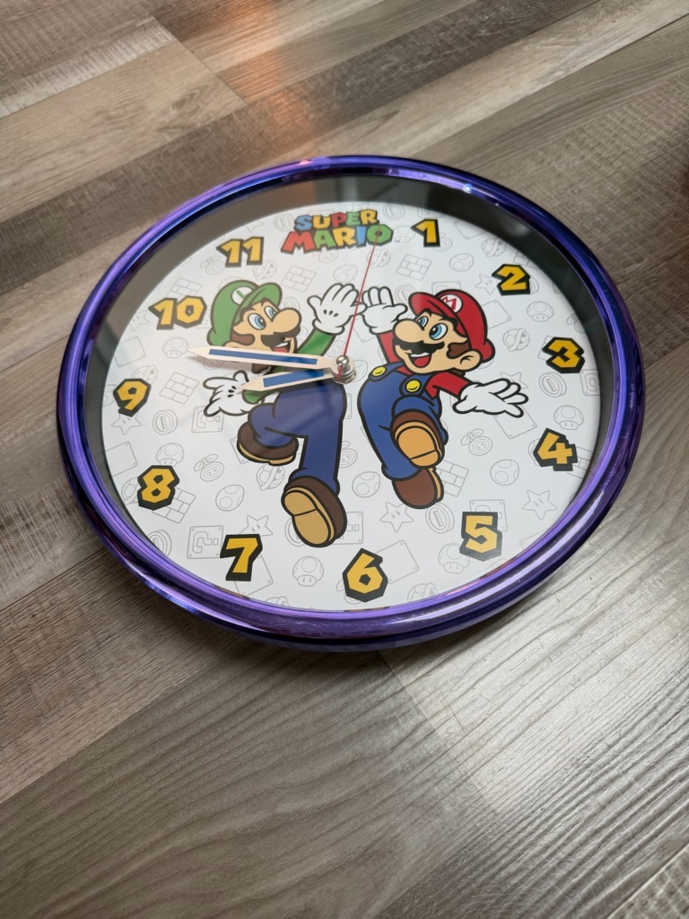 Super Mario Purple Frame Wall Clock - Nintendo Licensed